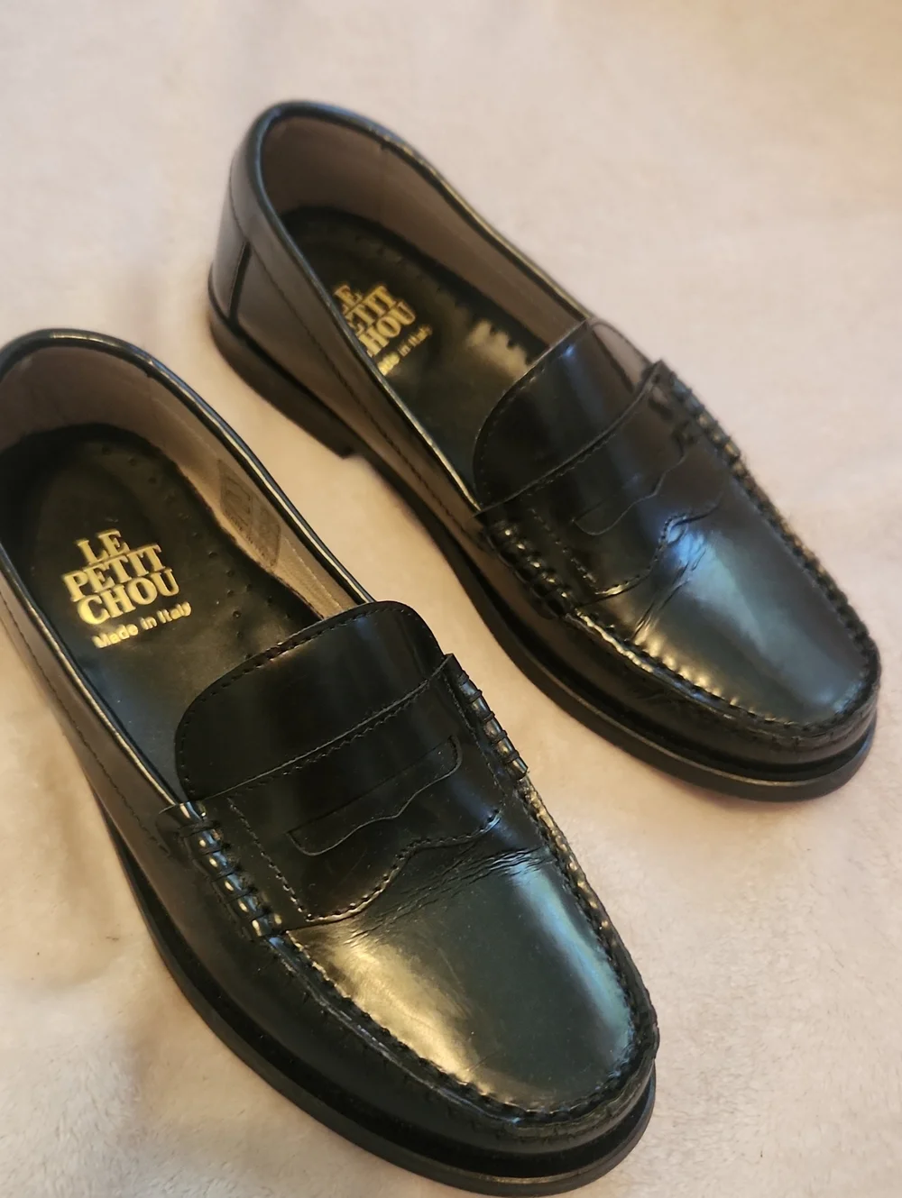Leather Boys Black Leather Penny Loafers